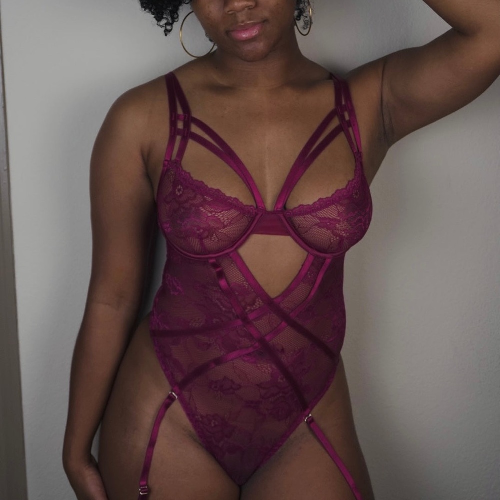 Rose Wine Lace Teddy